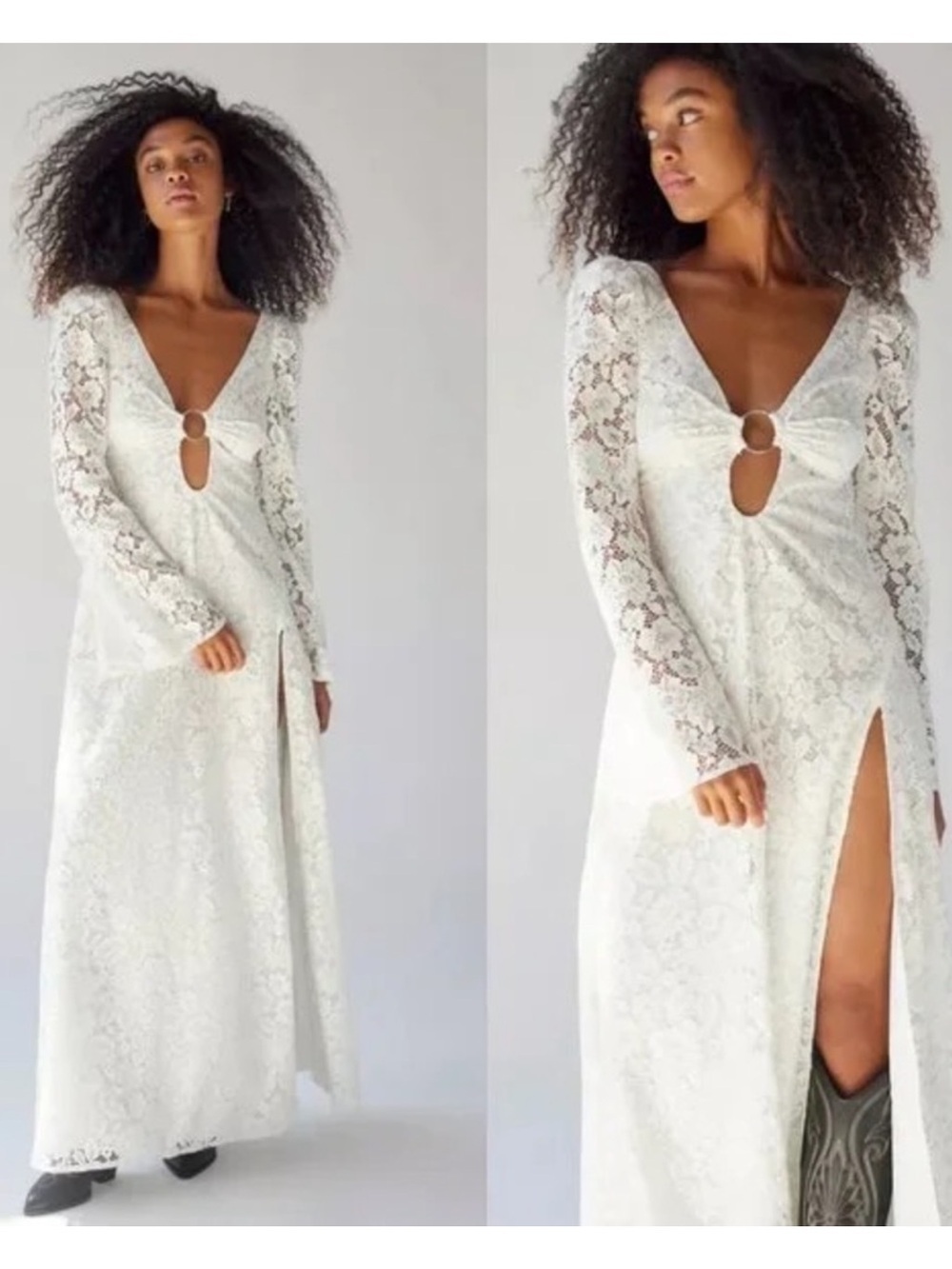 For Love and Lemons Ivory Lace Long-Sleeve Maxi Dress size XS new $306